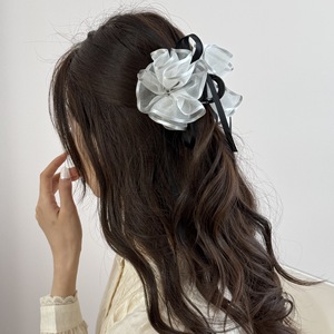 Pinza de Pelo Elegante con Lazo y Flor de Malla, Clip de Tiburón con Diamantes de Imitación, Accesorios Dulces para el Cabello de Uso Diario para Mujer - Product Image 3