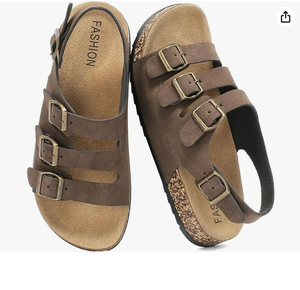 Sandali Unisex in Vera Pelle con Soletta in Sughero, Cinturino Posteriore Regolabile con Fibbia, <span class=keywords><strong>Ciabatte</strong></span> Slingback Comode e Riciclabili - Product Image 4
