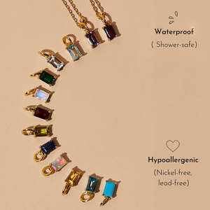 Bán Buôn Thép Không Gỉ Đầy Màu Sắc 12 Birthstone Hình Chữ Nhật <span class=keywords><strong>CZ</strong></span> Quyến Rũ Phụ Kiện Tự Làm Phụ Nữ Cubic Zirconia Mặt Dây Chuyền Thời Trang Đồ Trang Sức - Product Image 2