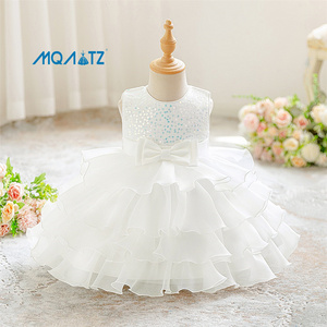 Vestido de Princesa Meiqiai con Volantes para Niñas de 1 Año, Diseño Floral, Vestido Blanco Formal de Verano para Bautizo y Boda AL3001XZ - Product Image 2