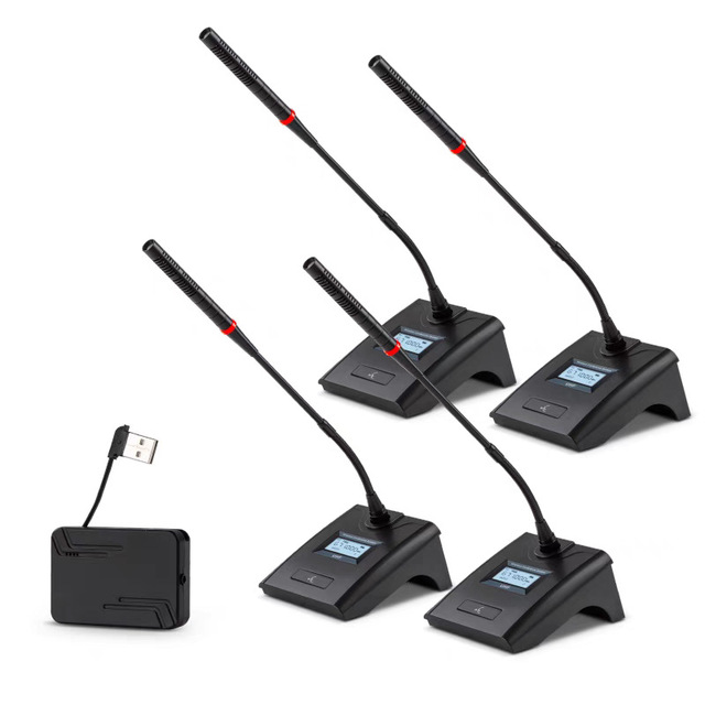 USB Socket Wireless One-to-Four Conference Microphone Recording Online Class Remote Voice Laptop Gooseneck Made in China
