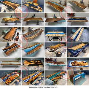 Ahşap döşeme tablosu ile epoksi reçine üst yemek odası mobilyası lüks modern reçine masa - Product Image 6