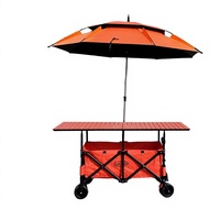 Chariot de transport pliable à six barres 110x60x60 cm avec roues tout-terrain, hauteur réglable, poignée télescopique ; Plateau alvéolé de 24 m