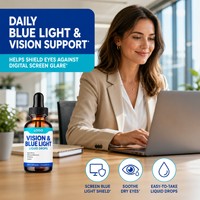 Gouttes anti-lumière bleue Vision OEM direct usine avec Lutéine, Myrtille et Chrysanthème, Marque privée, Supplément pour les yeux fatigués et contre l'éblouissement d'écran