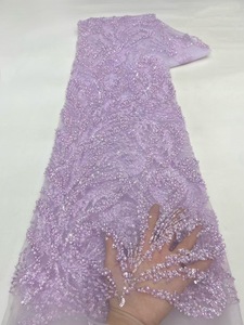 Váy ren đính hạt kiểu mới NI.AI, vải ren thêu, vải lưới đính <span class=keywords><strong>sequin</strong></span>, vải ren <span class=keywords><strong>sequin</strong></span>, ren ngọc trai đính hạt - Product Image 5