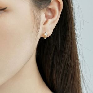 Dylam Tiny Minimalist Design 925 Sterling <b>Silver</b> Rhodium 18K Gold Plated Planet Star Dangle <b>Stud</b> <b>Earrings</b> for Girls Women - Product Image 4