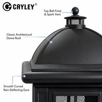 Cheminée extérieure autoportante en fer à bois avec grille de sécurité, chauffage pour patio, cour et jardin