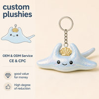 Porte-clés en peluche Manta Ray de créateur, porte-clés en peluche sur le thème de l'océan