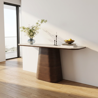 Table console élégante et moderne en bois de haute qualité avec plateau en pierre frittée naturelle, durable, pour le salon