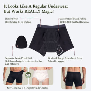 LYNMISS تصنيع سراويل سلس البول بدون تسرب الخيزران القابل لإعادة الاستخدام البولية قابل للغسل تدفق ثقيل ملابس داخلية للرجال - Product Image 5