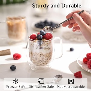 250ml venta al por mayor personalizado Ambiental Alto borosilicato café de doble pared de vidrio agua taza de café taza de <span class=keywords><strong>desayuno</strong></span> con asa - Product Image 6