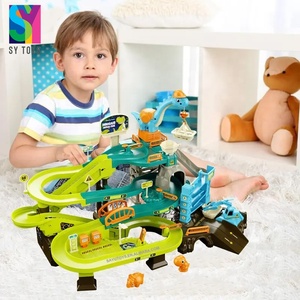 Série éducative SY : <span class=keywords><strong>Garage</strong></span> d'aventure en plastique avec station de stationnement musicale et piste de course pour dinosaures pour enfants - Product Image 1