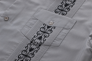 Camisas Guayaberas Bordadas de <span class=keywords><strong>Manga</strong></span> <span class=keywords><strong>Corta</strong></span> para Hombre, Diseño Cubano en Varios Colores - Product Image 3