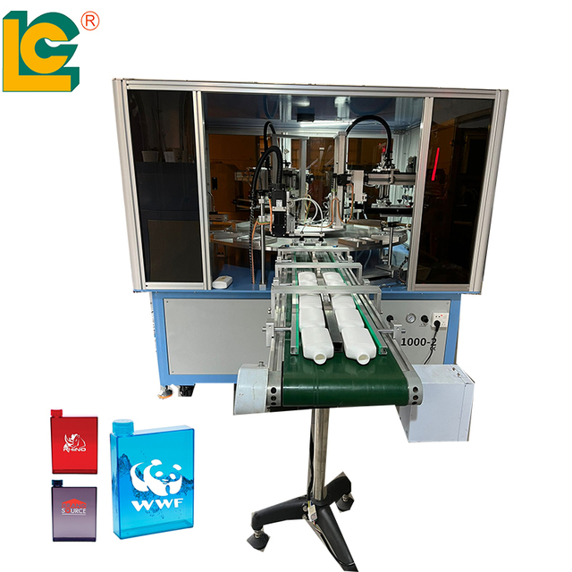 New User Friendly 2 Color Automatic Rotary Screen Printing Machine for Glass Metal Plastic Flat Items Card Printer 12 Station