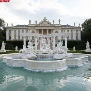 YOUFINE Fuente de <span class=keywords><strong>Trevi</strong></span> de Mármol Blanco Tallada a Mano con Estatuas de Poseidón, Clásica de Lujo para Palacios y Propiedades - Product Image 1