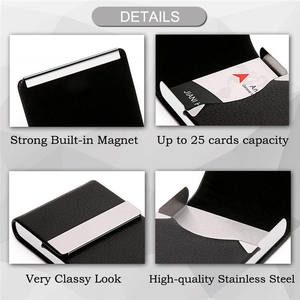 מדגם חינם רזה pu עמיד מתכת ביקור במקרה כרטיס מובלט עם מחזיק כרטיס אלומיניום - Product Image 4
