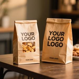 SOS Paper Bag Fast Food Paper Sandwich Bags Self-Opening Sack SOS Bag for Burgers Waffle Sandwich <b>Packaging</b> - Product Image 5