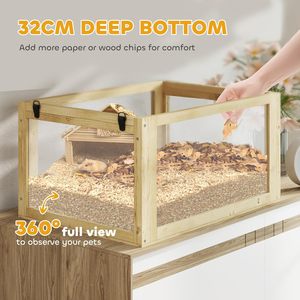 <span class=keywords><strong>Cage</strong></span> à hamster en <span class=keywords><strong>bois</strong></span> durable à 3 niveaux, <span class=keywords><strong>gerbille</strong></span>, détachable, fond profond de 32 cm, cabane, roue d'exercice, rampes, <span class=keywords><strong>bois</strong></span> naturel - Product Image 2
