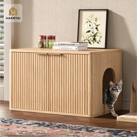 Armoire de rangement à 2 portes HarmTai en bois cannelé, style moderne minimaliste, pour salon ou chambre à coucher