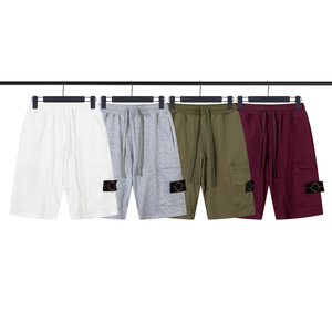 Shorts de jogging amples pour hommes, en coton 100%, avec patch en tissu brodé effet pierre, taille élastique, style décontracté, vente en gros - Product Image 1