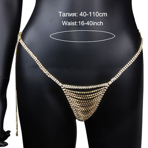 Sexy Simple Rhinestone Silver Chain Thong Jewelry Crystal Bikini <strong>Underwear</strong> <strong>Waist</strong> Chain for Nightclub Party Pearl Diamond Tassel - Product Image 3