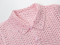 Nouvelle Collection Été 2026 – Cardigan Rose à Manches Courtes en Maille, Orné de Diamants, Coupe Ajustée, pour Femme – Idéal Soirées Décontractées