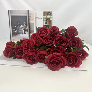 <b>Artificial</b> Rose Single <b>Stem</b> Red Wine Red High Simulation Valentine'S Day Home Decor Silk Flower Ornament - Product Image 4