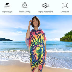 <span class=keywords><strong>Serviette</strong></span> poncho à capuche en microfibre douce, absorbante et à séchage rapide, grande taille adulte, avec logo personnalisé - Product Image 4