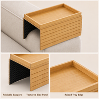 Plateau de lit pliant portable en bois d'acacia avec porte-gobelet, support pour tablette, niveau unique, écologique, rangement pour épices, pour salon