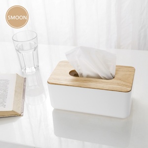 Caja de madera para pañuelos desechables, dispensador rectangular de madera para pañuelos faciales para almacenamiento en el baño - Product Image 1