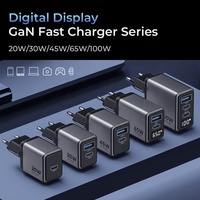 Pengisi Daya PD Kompak 100W GaN 2C1A dengan Layar, Colokan Lipat untuk Laptop, Ponsel, Kamera, Proteksi OTP/OVP, Mini USB-C