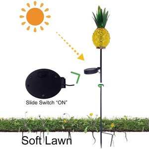 Lampe solaire décorative d'extérieur en verre en forme d'ananas, alimentée par énergie solaire, résistante à l'eau, avec fonction marche/arrêt automatique - Product Image 3