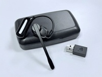 Auriculares V2 con Gancho para la Oreja y Micrófono Largo Desmontable, Adaptador de Audio USB Incluido, Auriculares Empresariales para Reuniones de Oficina y Llamadas