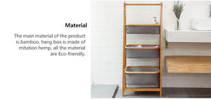 Cesta de lavandería de <span class=keywords><strong>3</strong></span> niveles para ropa, cesta de algodón, estante de bambú, organizador de baño con soporte - Product Image 3