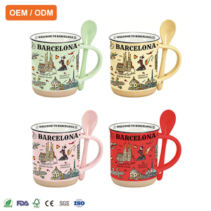 Taza de Café de Cerámica con Diseño de Lugares Emblemáticos de <span class=keywords><strong>Barcelona</strong></span>, España, Personalizada con Cuchara, Taza de Porcelana para Bebidas - Product Image 1