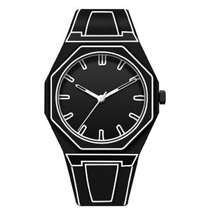 Línea de moda pintura <span class=keywords><strong>Manga</strong></span> diseño Octágono silicona reloj de cuarzo para hombres relojes de pulsera al por mayor Relojes Hombre - Product Image 1