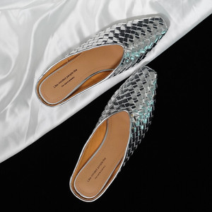 XINZI RAIN Sandali Estivi Personalizzati da Donna, Ciabatte Casual con Punta Quadrata, in Vera Pelle Intrecciata, Tacco Medio 4cm, Sandali Piatti Tipo Mule - Product Image 6