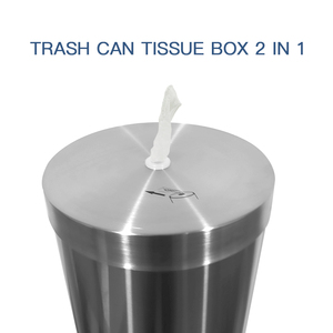Moderno Cestino per Rifiuti in Acciaio Inox da Pavimento con <span class=keywords><strong>Dispenser</strong></span> per <span class=keywords><strong>Salviette</strong></span> Umidificate e Igienizzante Mani per Bagno - Product Image 2