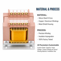 Transformateur de commande monophasé à enroulement en cuivre 50/60Hz, à montage sur pied, à faible augmentation de température pour machines-outils et équipements industriels
