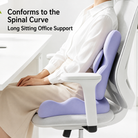 Coussin de siège en mousse à mémoire de forme avec support dorsal réglable, coussin lombaire pour chaise de bureau, voiture, longue assise