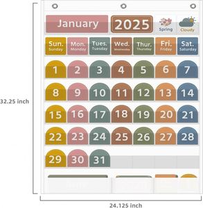 Calendario de bolsillo para el aula, calendario mensual, decoración de pared para aprendizaje infantil, diseño moderno, resistente, en blanco y negro, suministros para escuela secundaria - Product Image 5