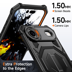 Étui de téléphone magnétique 3D mat en TPU PC à protection intégrale avec support caché en alliage de zinc compatible avec les modèles 17/18 Pro Max - Product Image 6