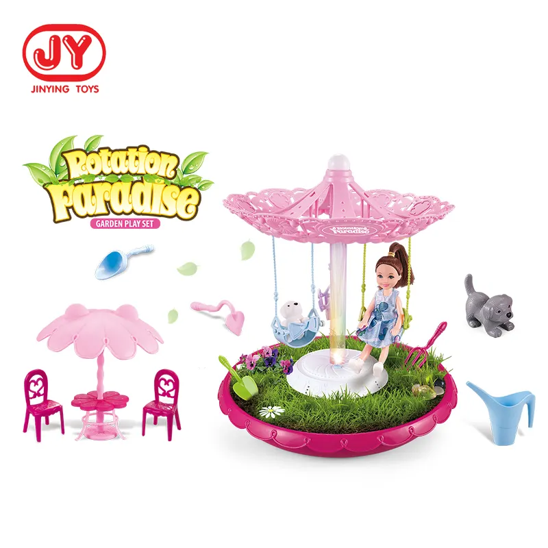 juego <span class=keywords><strong>de</strong></span> jardín Planta flores establece juguete giratorio el paraíso con luz y música mejor regalo Juguetes para los niños