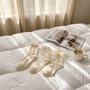 Calcetines blancos absorbentes del sudor de verano para mujer, bonitos zapatos de punto de encaje Jk Mary <span class=keywords><strong>Jane</strong></span> para uso diario, cuero pequeño - Product Image 4