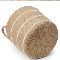 Panier de rangement écologique en jacinthe d'eau tressé à la main avec poignées pour linge, couvertures, jouets - Organisateur de salon (Style Bohème Chic)