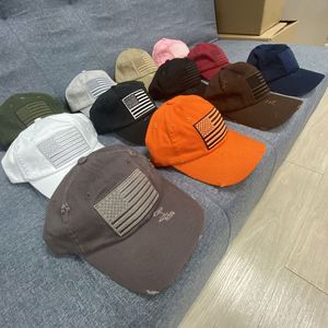 Casquette de baseball sportive à 6 panneaux en coton non structuré à profil bas avec patch brodé drapeau USA, style Dad Hat vieilli personnalisé - Product Image 3