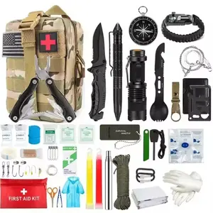 공급 45 in 1 하이킹 캠핑 생존 키트 EDC 전술 야외 생존 장비 여행 도구 비상 생존 응급 처치 키트