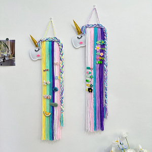 Porta Fiocchi per Capelli a Forma di Unicorno per Ragazze, Decorazione da Appendere <span class=keywords><strong>e</strong></span> Organizzatore per Mollette, Rosa Acceso <span class=keywords><strong>e</strong></span> Ciano - Product Image 3