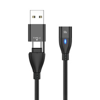 Câble magnétique double Type-C 3A à charge rapide 60W avec connecteurs en alliage d'aluminium et gaine en TPE pour utilisation avec une batterie externe