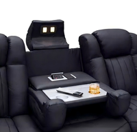 Ensemble de canapés inclinables électriques modernes de luxe en cuir blanc avec télécommande, fonction extensible et structure en bois pour cinéma maison VIP